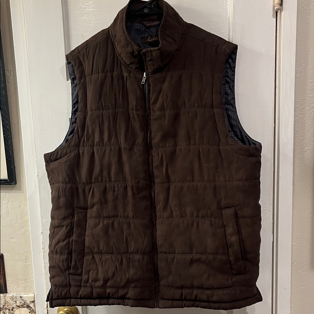 Men's Tasso Elba Quilted Brown Vest